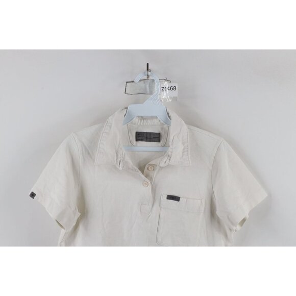 Figs Tailored Scrubs Womens Medium Distressed Short Sleeve Nurse Desk Polo Shirt - Picture 2 of 15